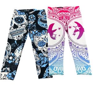 GearBunch Leggings‎ Women S Multicolor Sugar Skull Mandala Capri Activewear Yoga
